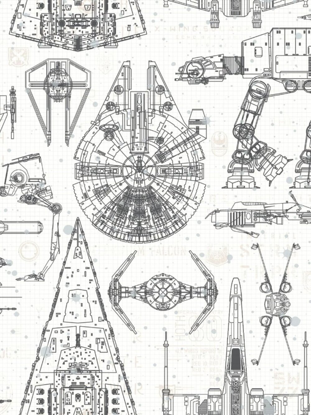 Star Wars Blueprint Peel & Stick Wallpaper